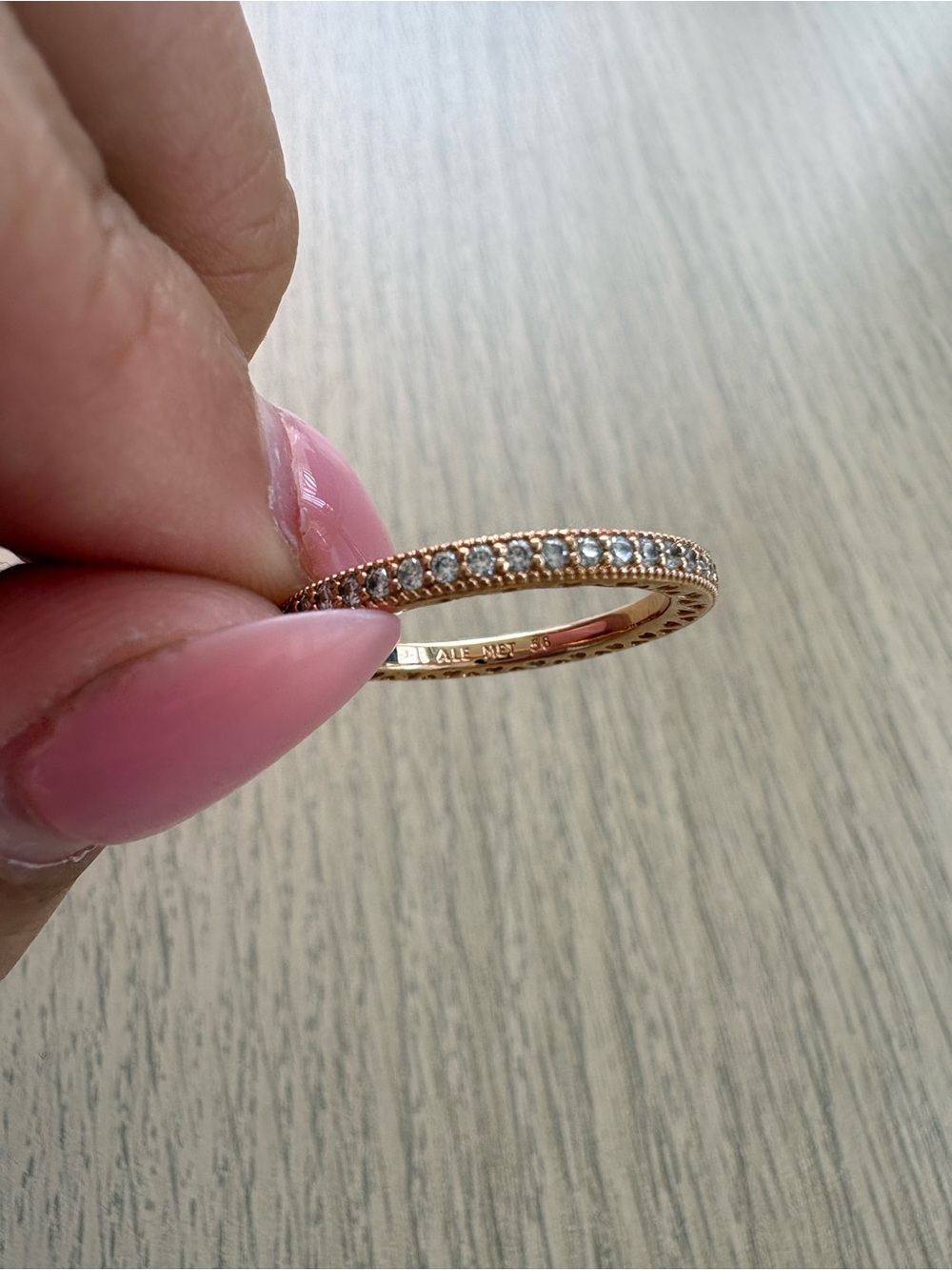 Pandora 14k Rose Gold-Plated Sparkle & Hearts Ring Size 56